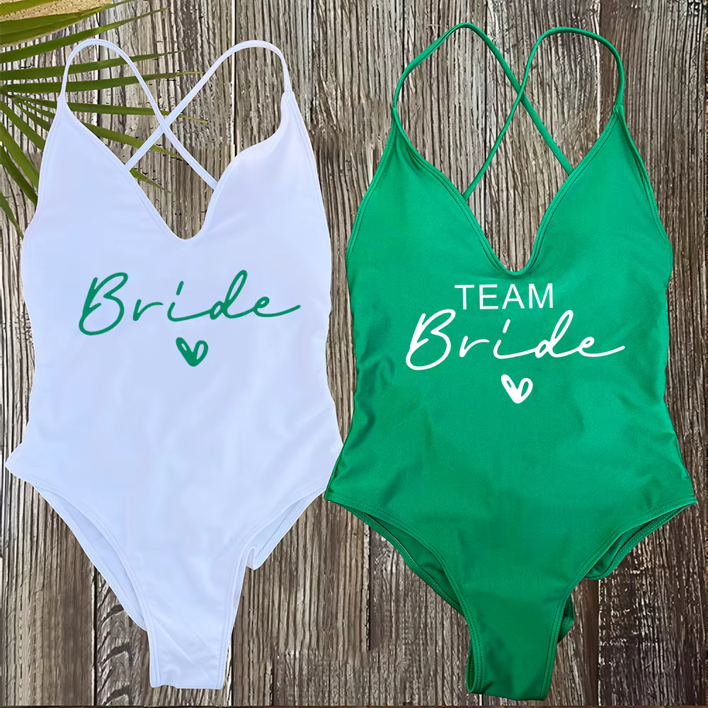 Team Bride One-Piece Swimsuit - Bachelorette Party Swimwear - thumbnail 3