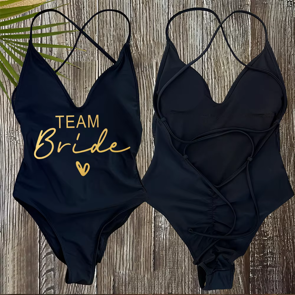 Team Bride One-Piece Swimsuit - Bachelorette Party Swimwear - thumbnail 6