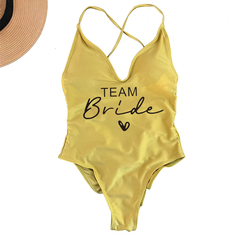 Team Bride One-Piece Swimsuit - Bachelorette Party Swimwear - thumbnail 23