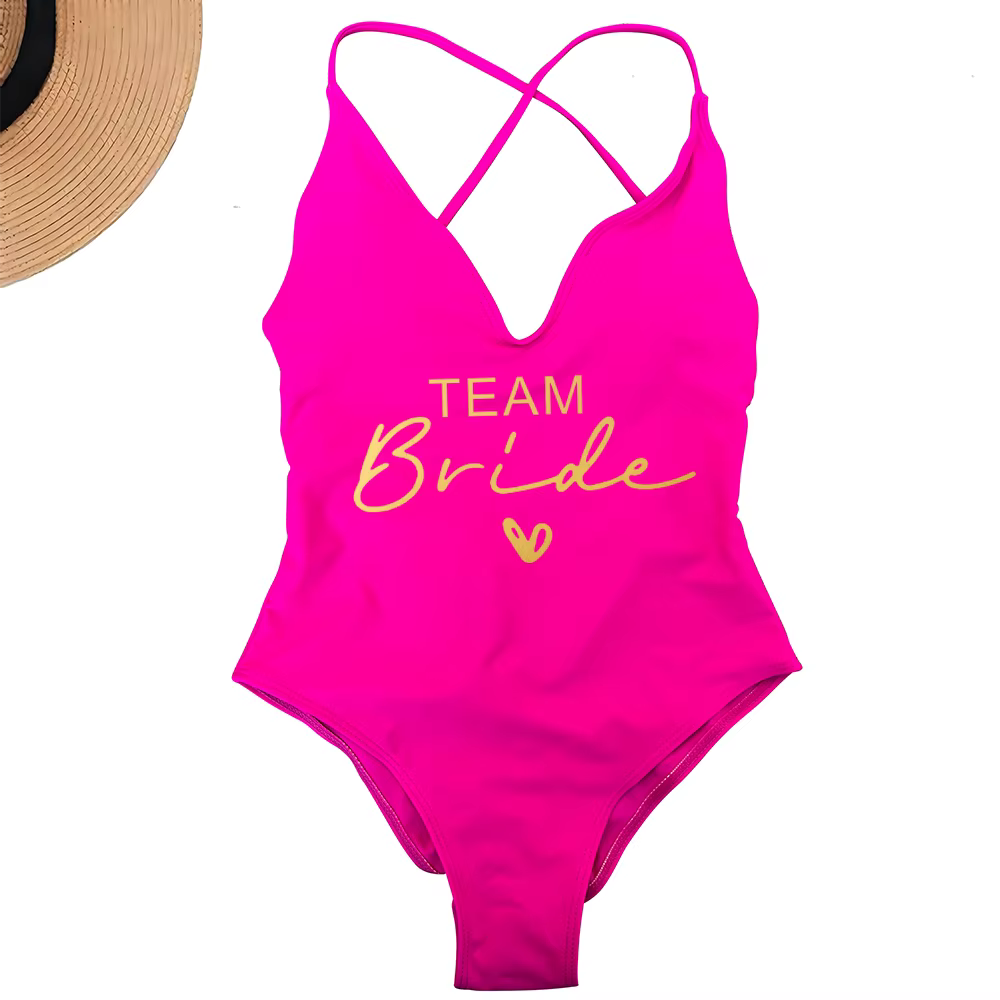 Team Bride One-Piece Swimsuit - Bachelorette Party Swimwear - thumbnail 25