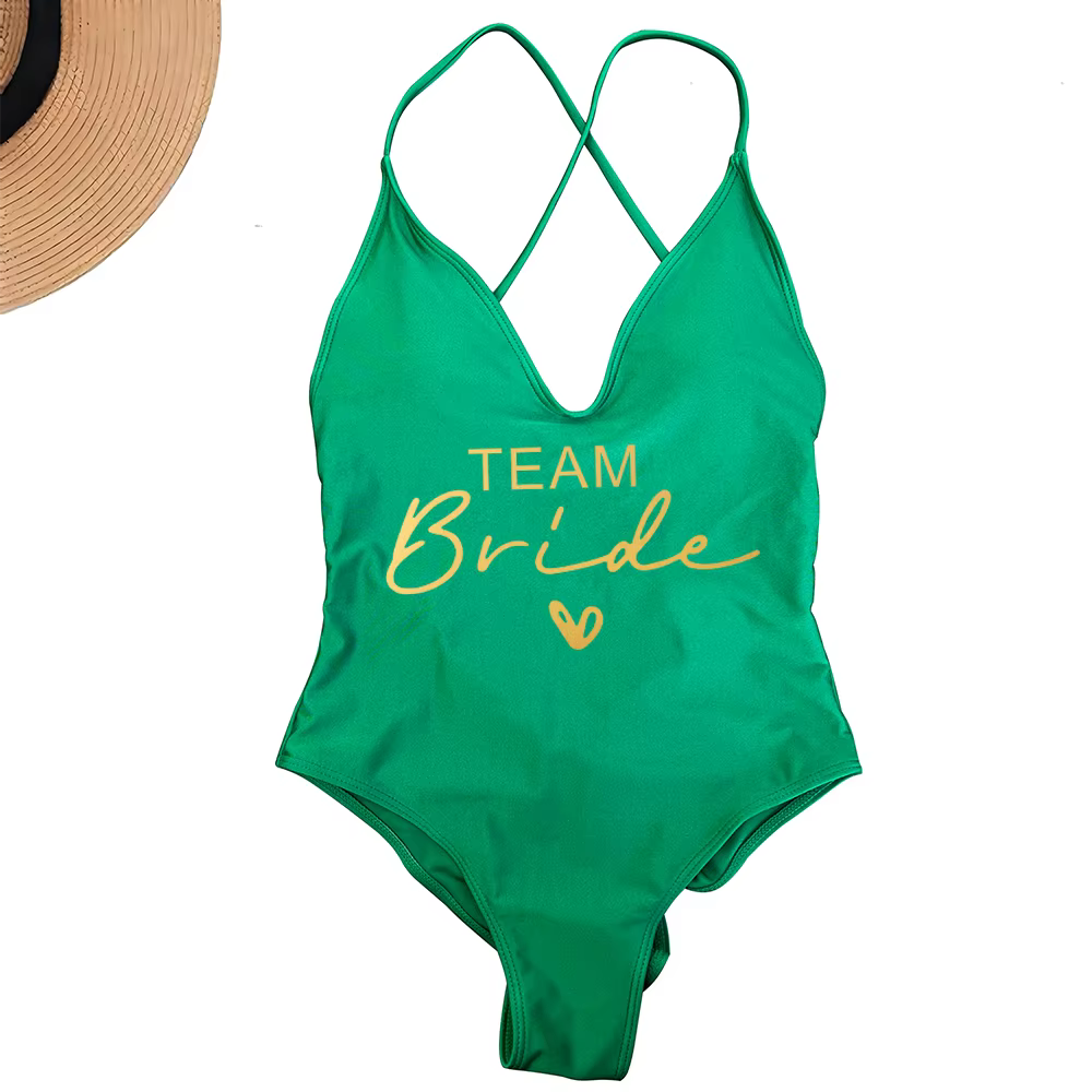 Team Bride One-Piece Swimsuit - Bachelorette Party Swimwear - thumbnail 9