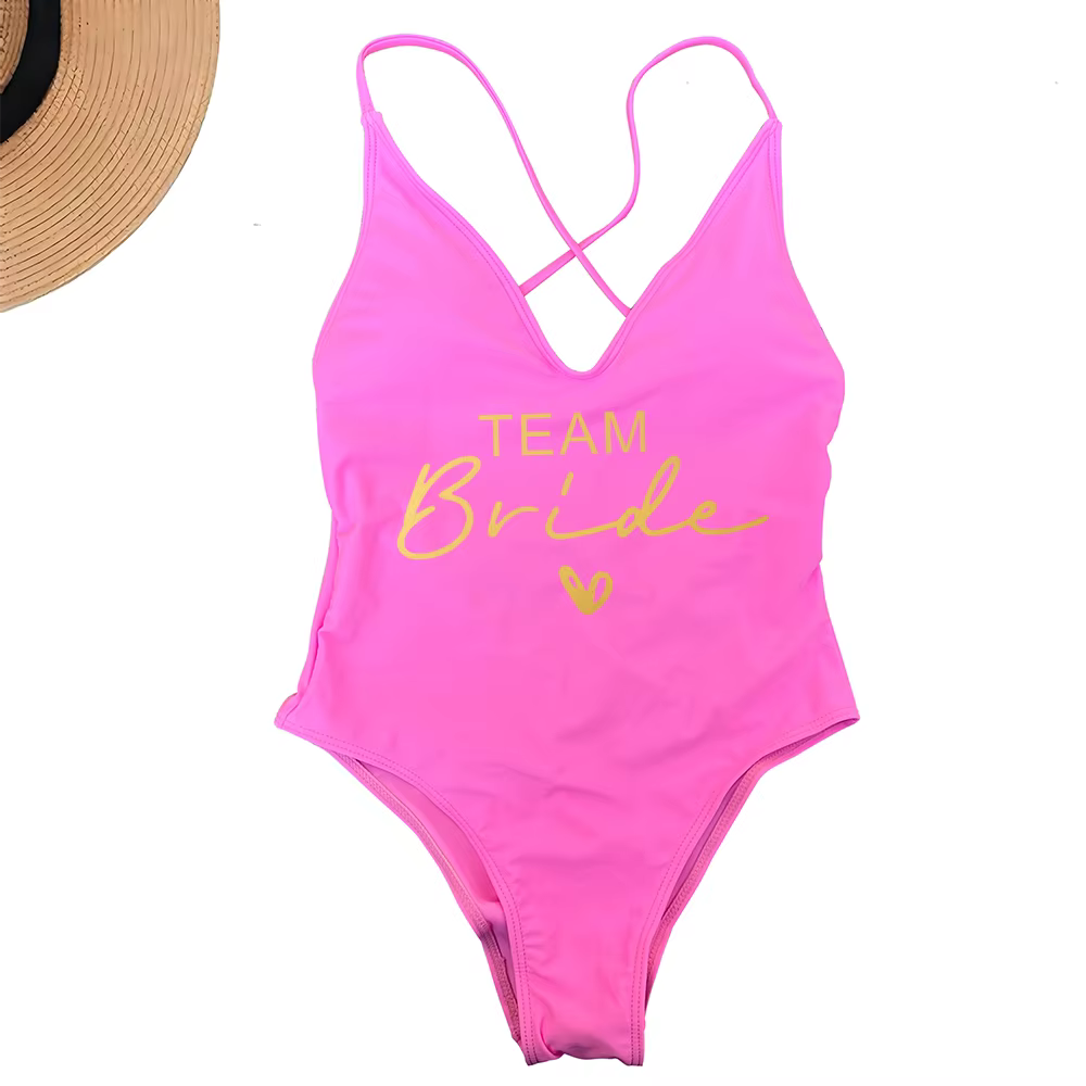 Team Bride One-Piece Swimsuit - Bachelorette Party Swimwear - thumbnail 10