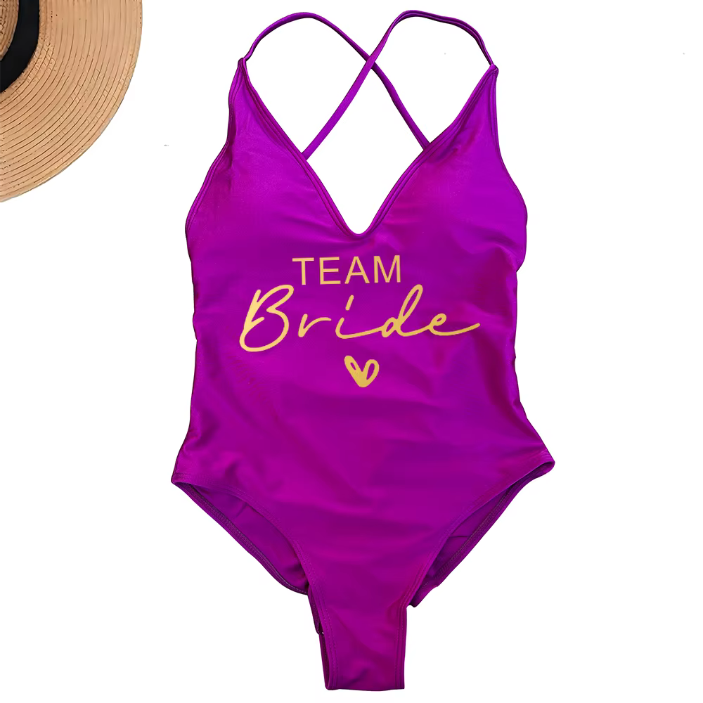 Team Bride One-Piece Swimsuit - Bachelorette Party Swimwear - thumbnail 22