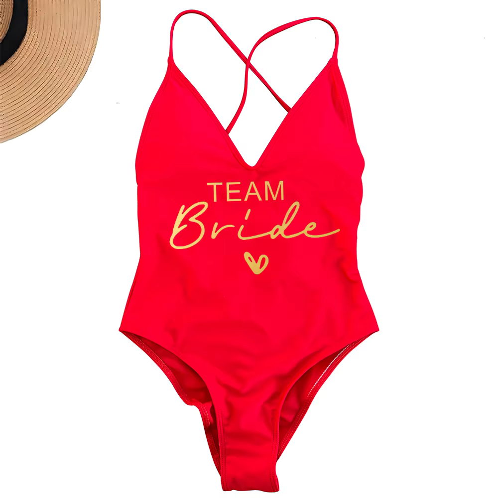 Team Bride One-Piece Swimsuit - Bachelorette Party Swimwear - thumbnail 7