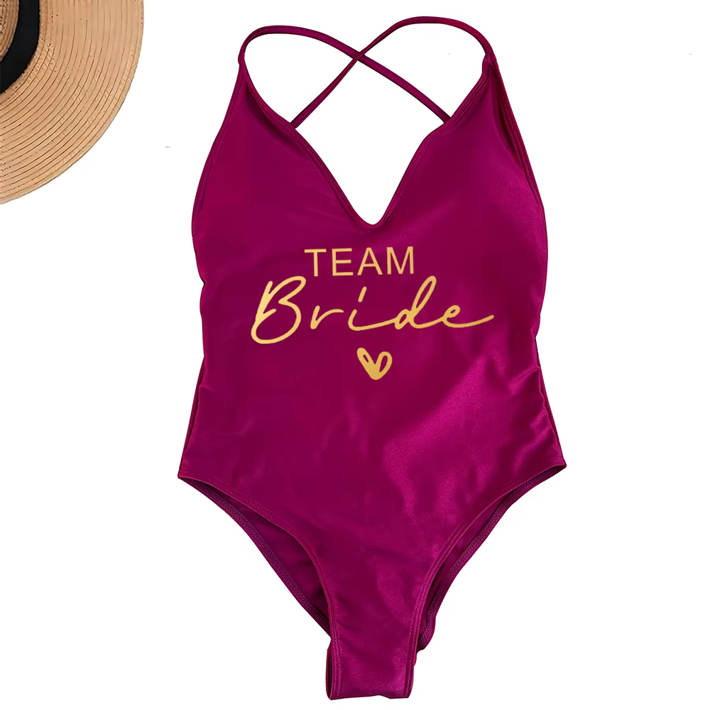 Team Bride One-Piece Swimsuit - Bachelorette Party Swimwear - thumbnail 17