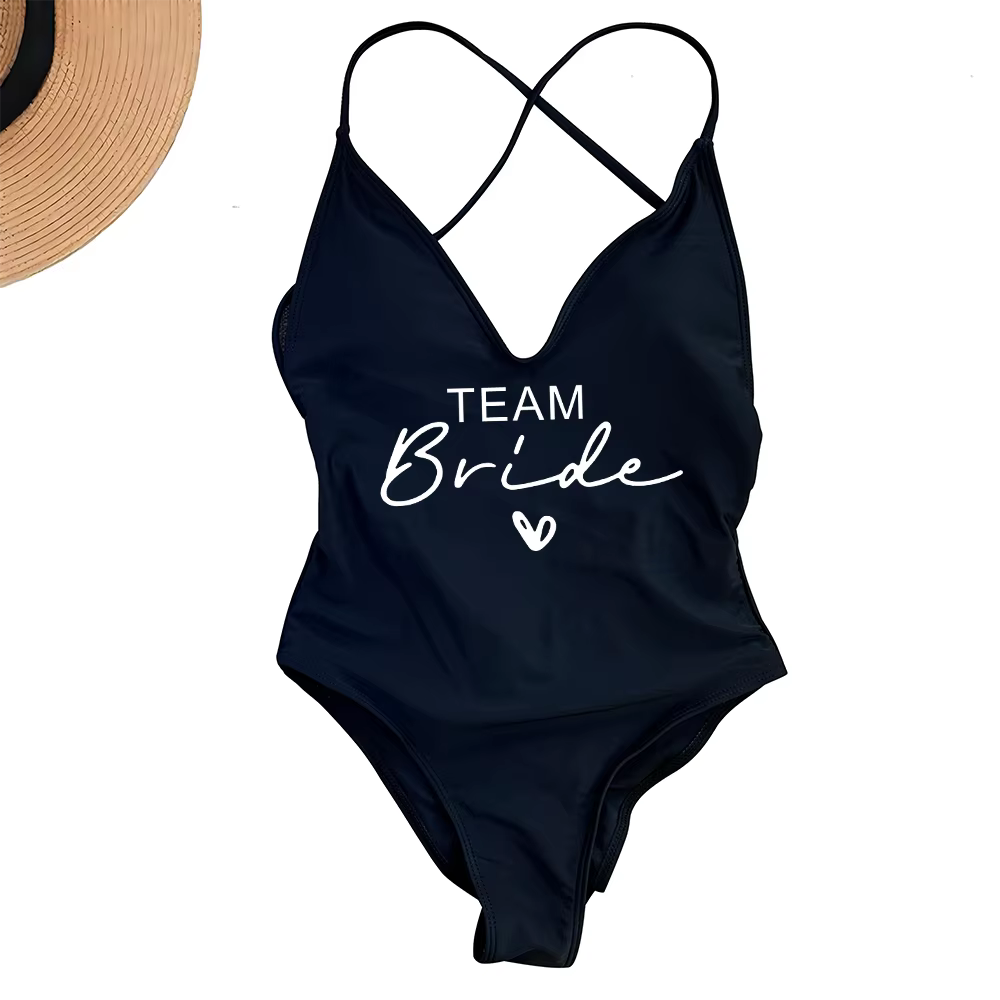 Team Bride One-Piece Swimsuit - Bachelorette Party Swimwear - thumbnail 27