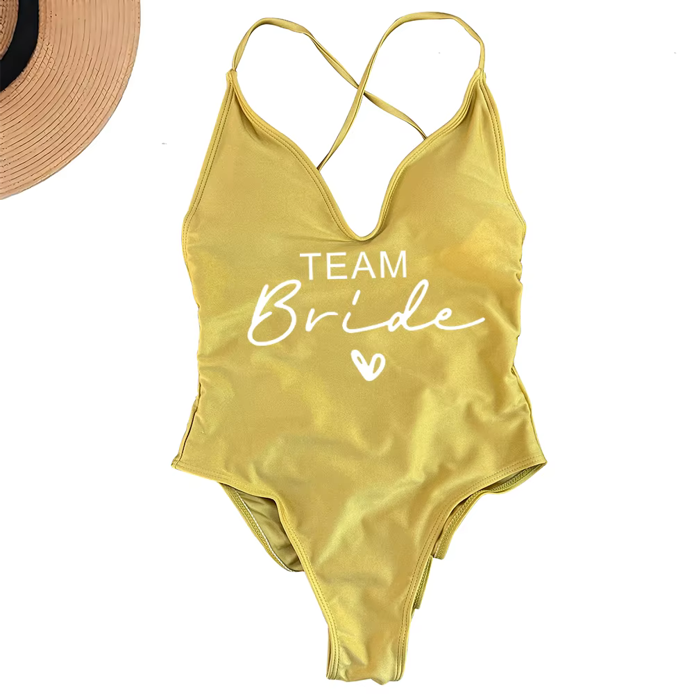 Team Bride One-Piece Swimsuit - Bachelorette Party Swimwear - thumbnail 28