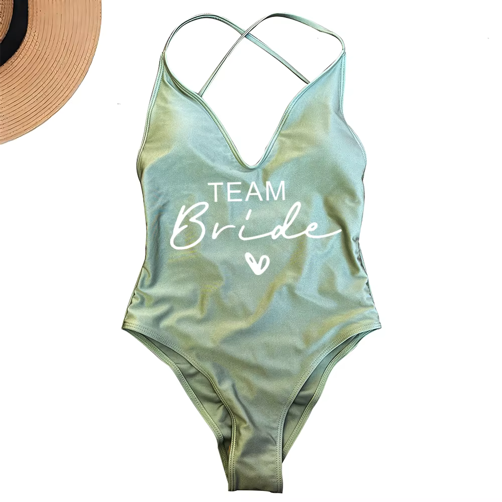 Team Bride One-Piece Swimsuit - Bachelorette Party Swimwear - thumbnail 31