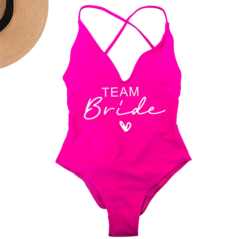 Team Bride One-Piece Swimsuit - Bachelorette Party Swimwear - thumbnail 30