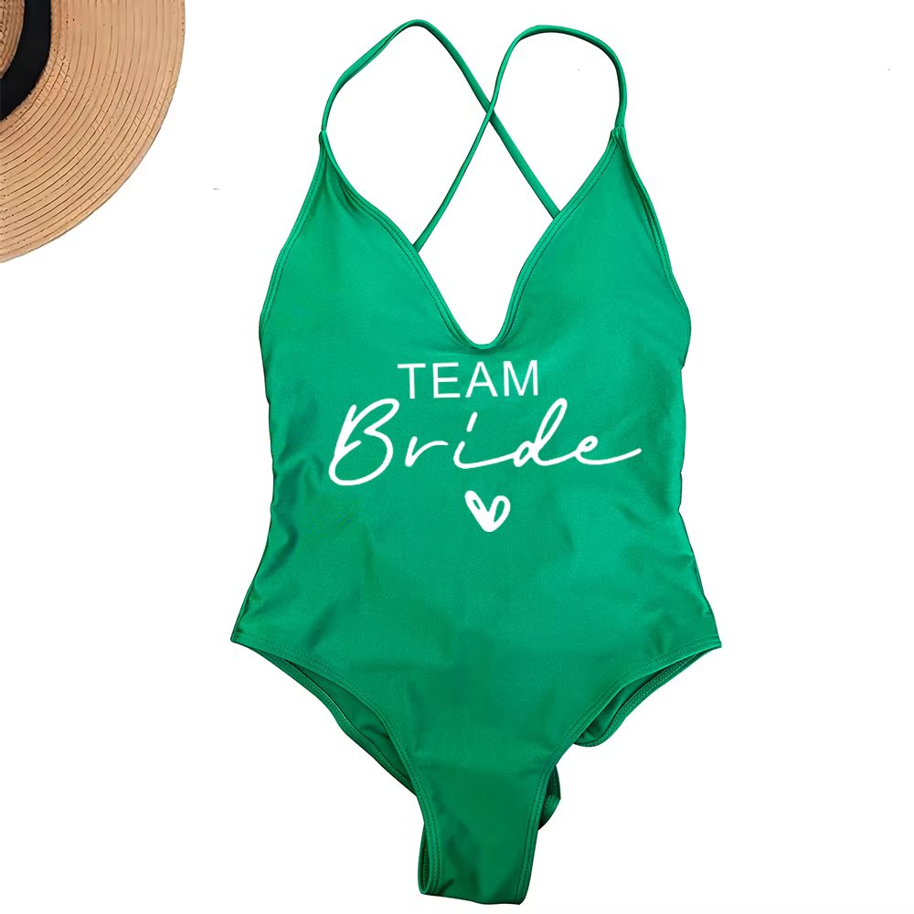 Team Bride One-Piece Swimsuit - Bachelorette Party Swimwear - thumbnail 24