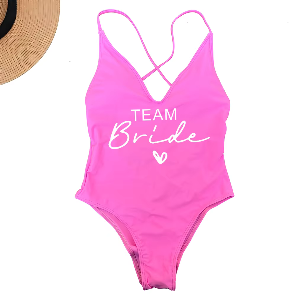 Team Bride One-Piece Swimsuit - Bachelorette Party Swimwear - thumbnail 21