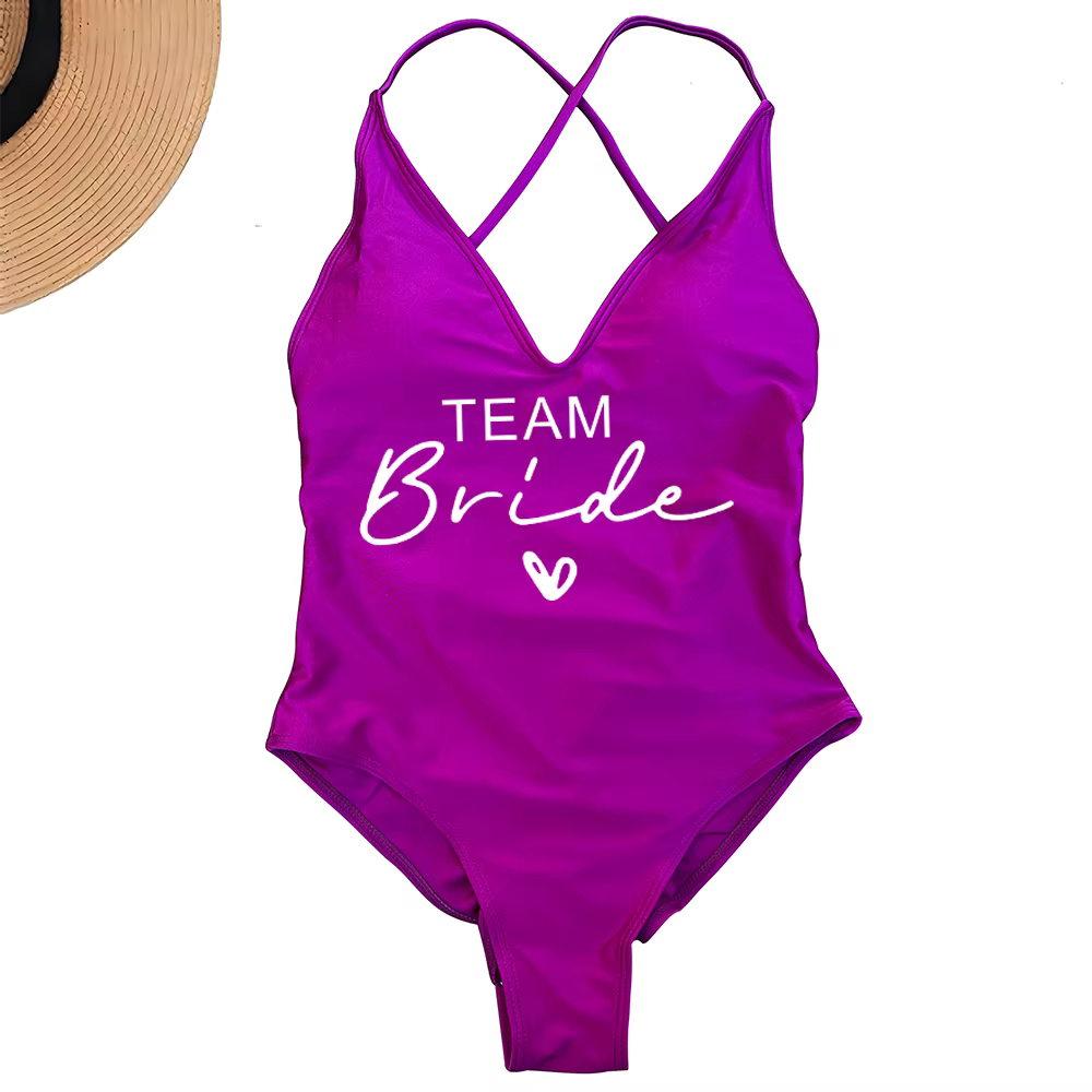 Team Bride One-Piece Swimsuit - Bachelorette Party Swimwear - thumbnail 20