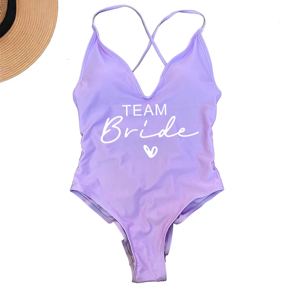 Team Bride One-Piece Swimsuit - Bachelorette Party Swimwear - thumbnail 12