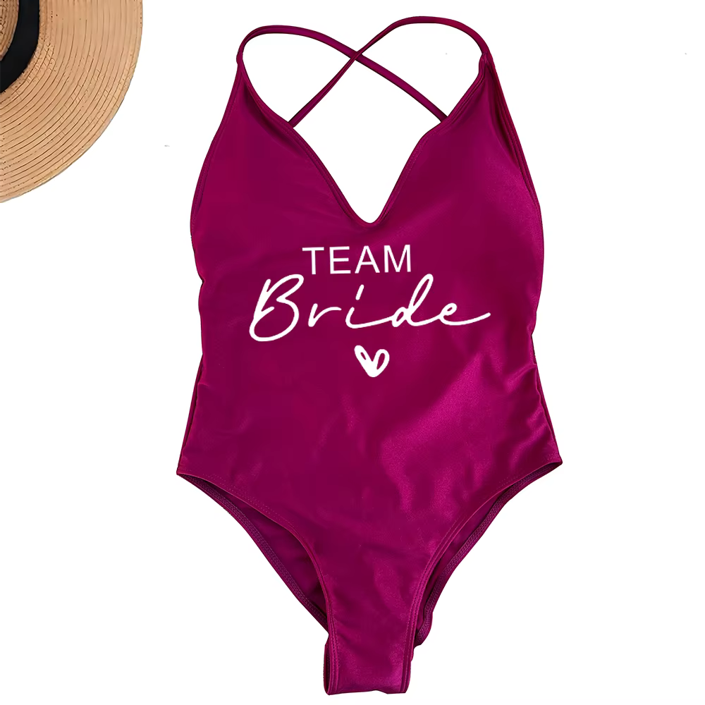 Team Bride One-Piece Swimsuit - Bachelorette Party Swimwear - thumbnail 8
