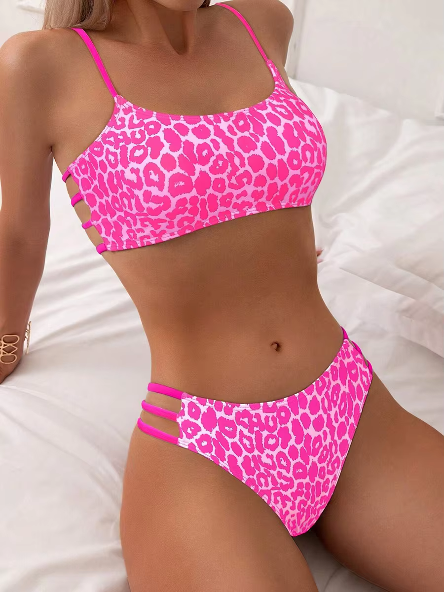 Women's Leopard Print Two-Piece Swimwear & Bandeau Bikini - thumbnail 2