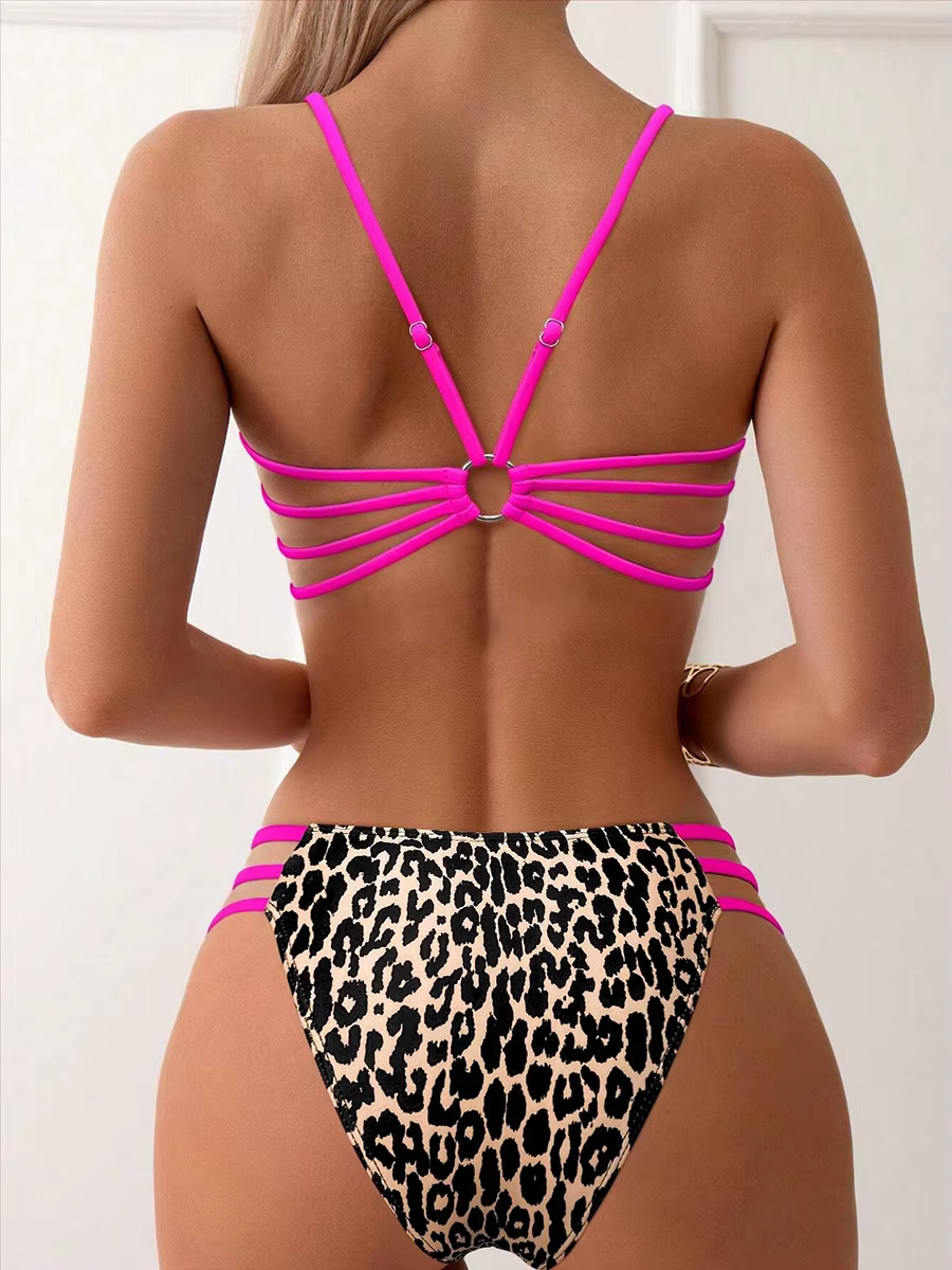 Women's Leopard Print Two-Piece Swimwear & Bandeau Bikini - thumbnail 3