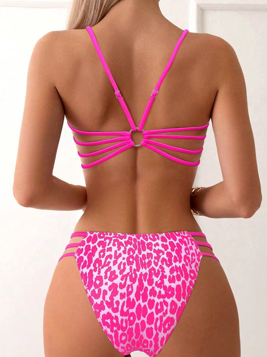 Women's Leopard Print Two-Piece Swimwear & Bandeau Bikini - thumbnail 4