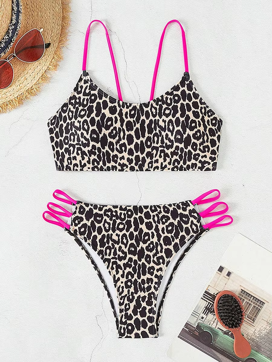 Women's Leopard Print Two-Piece Swimwear & Bandeau Bikini - thumbnail 6