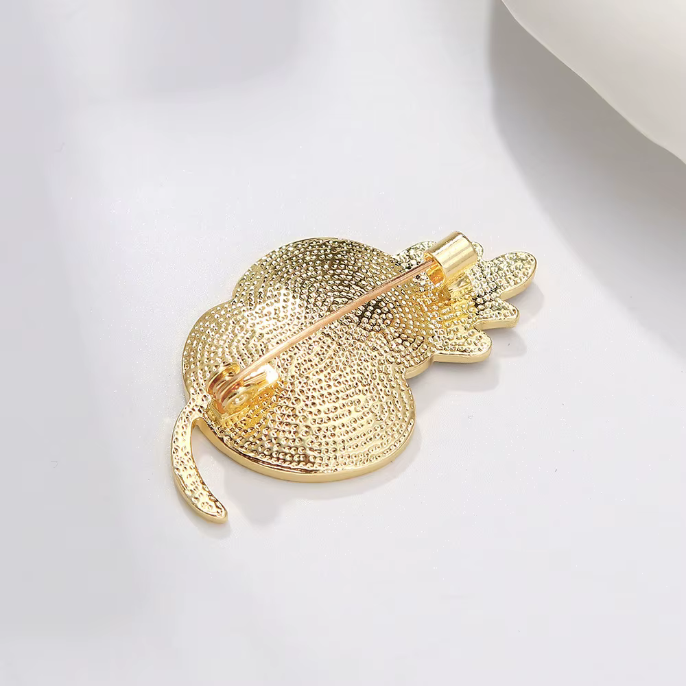 Rhinestone Poppy Flower Brooch Pin - Crystal Enamel Badge - thumbnail 2