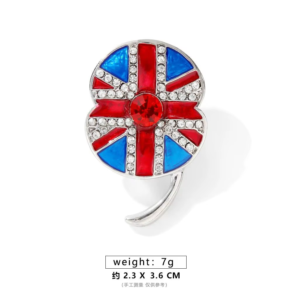 Rhinestone Poppy Flower Brooch Pin - Crystal Enamel Badge - thumbnail 26