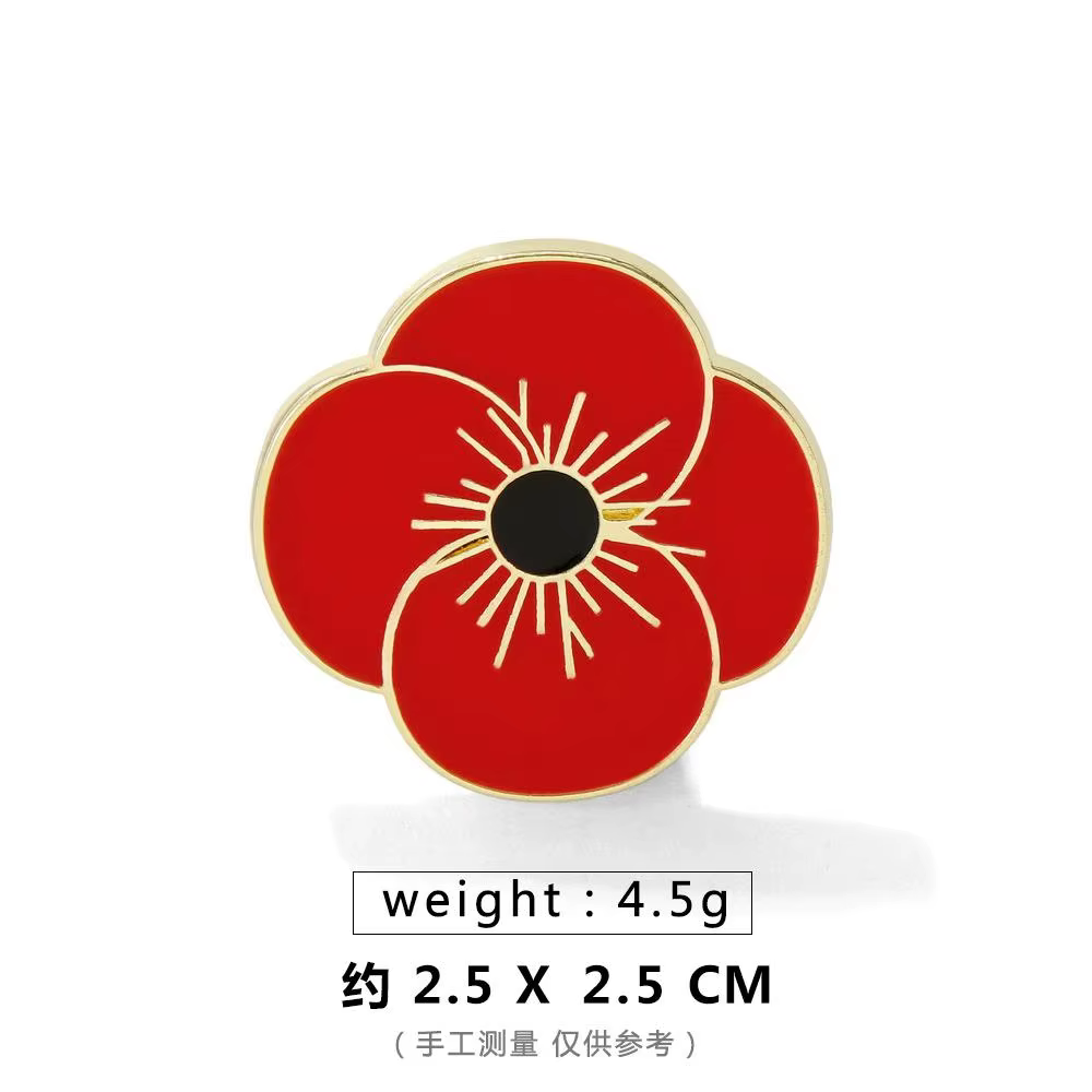 Rhinestone Poppy Flower Brooch Pin - Crystal Enamel Badge - thumbnail 24