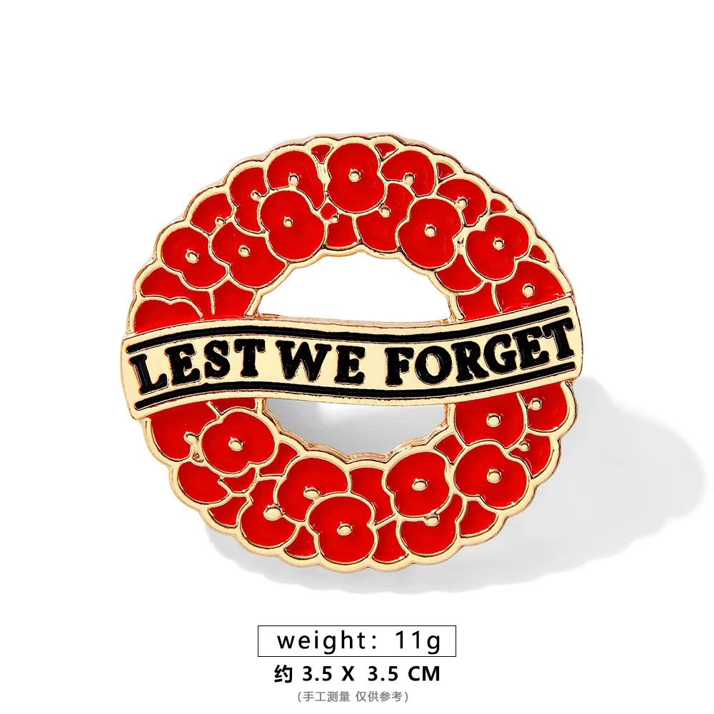 Rhinestone Poppy Flower Brooch Pin - Crystal Enamel Badge - thumbnail 29