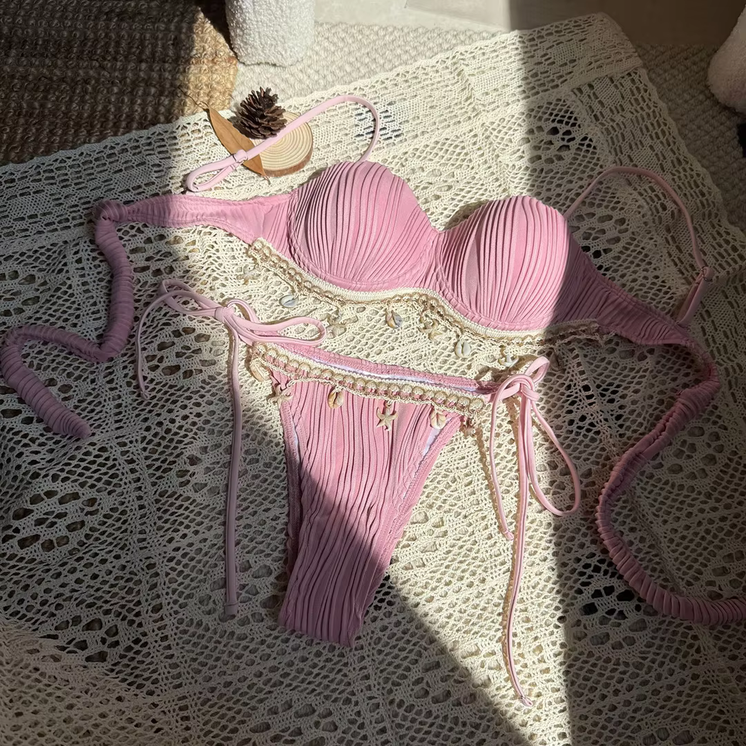 Shell Scalloped Ribbed Underwire Two-Piece Bikini Set - thumbnail 9