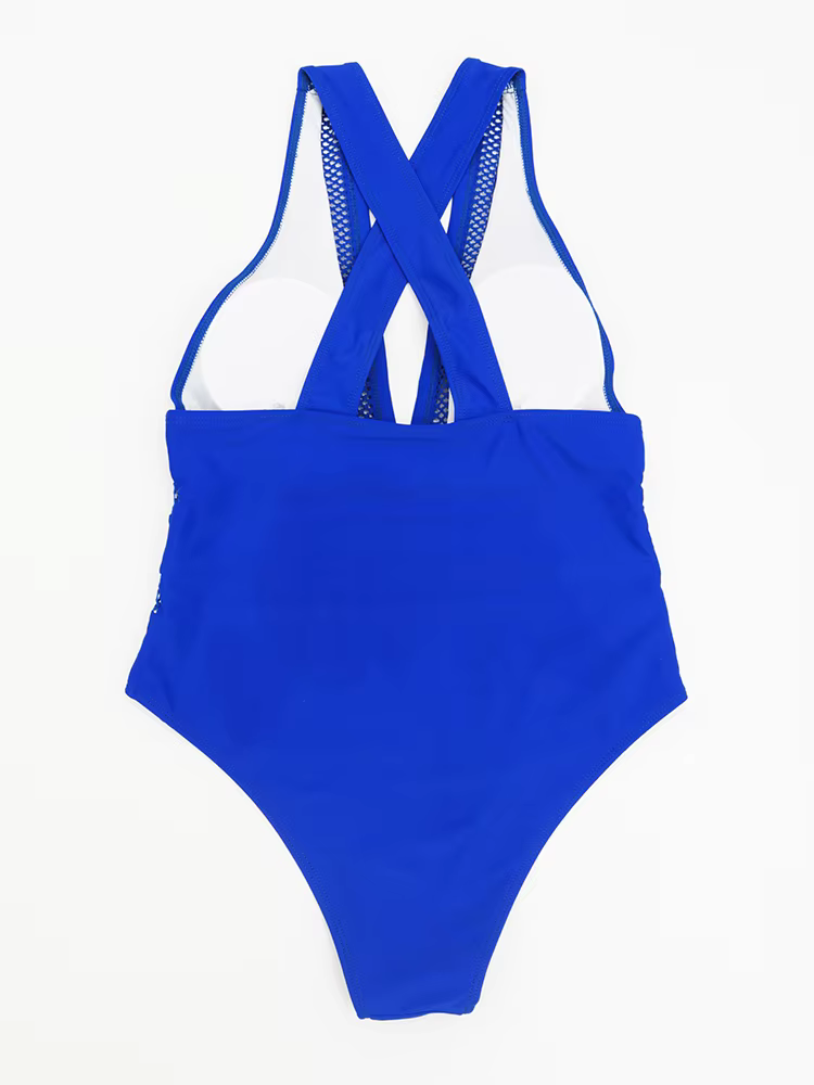Sexy Mesh Patchwork One Piece Swimsuit | Deep V-Neck Push Up Monokini - thumbnail 6