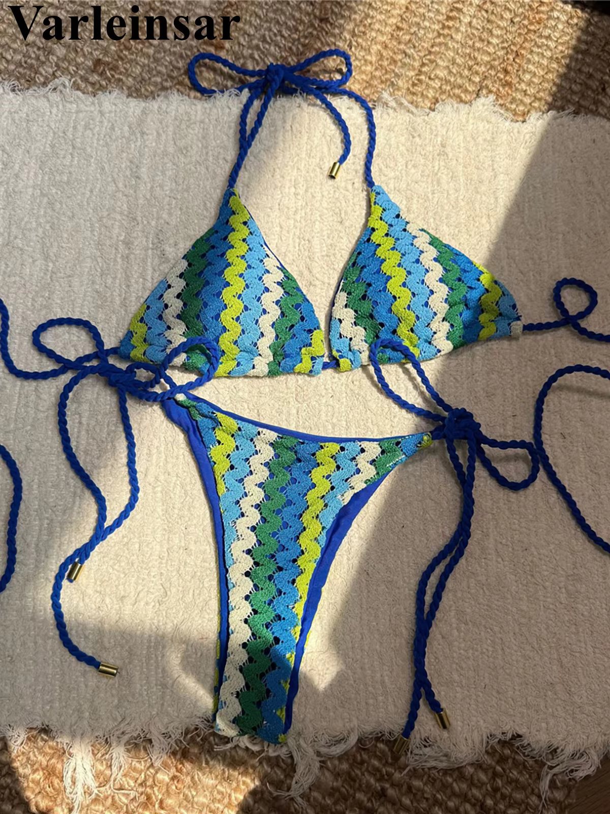 Sexy Colorful Printed Halter Bikini | Padded 2-Piece Swimwear - thumbnail 5