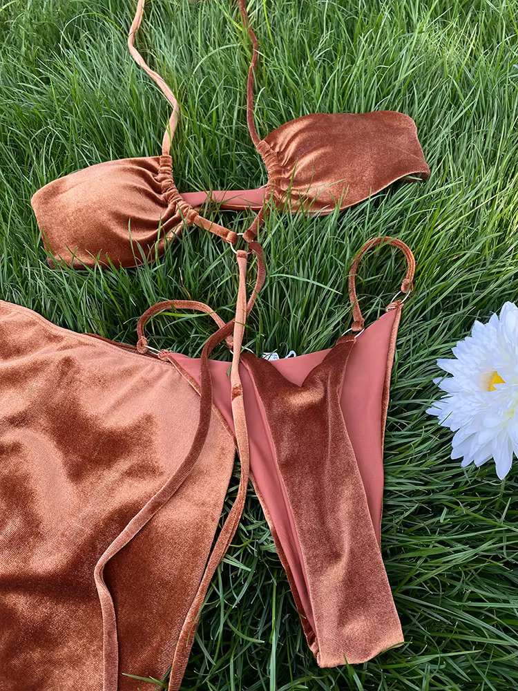 Women's 3-Piece Bikini Set with Matching Beach Cover-Up - thumbnail 5