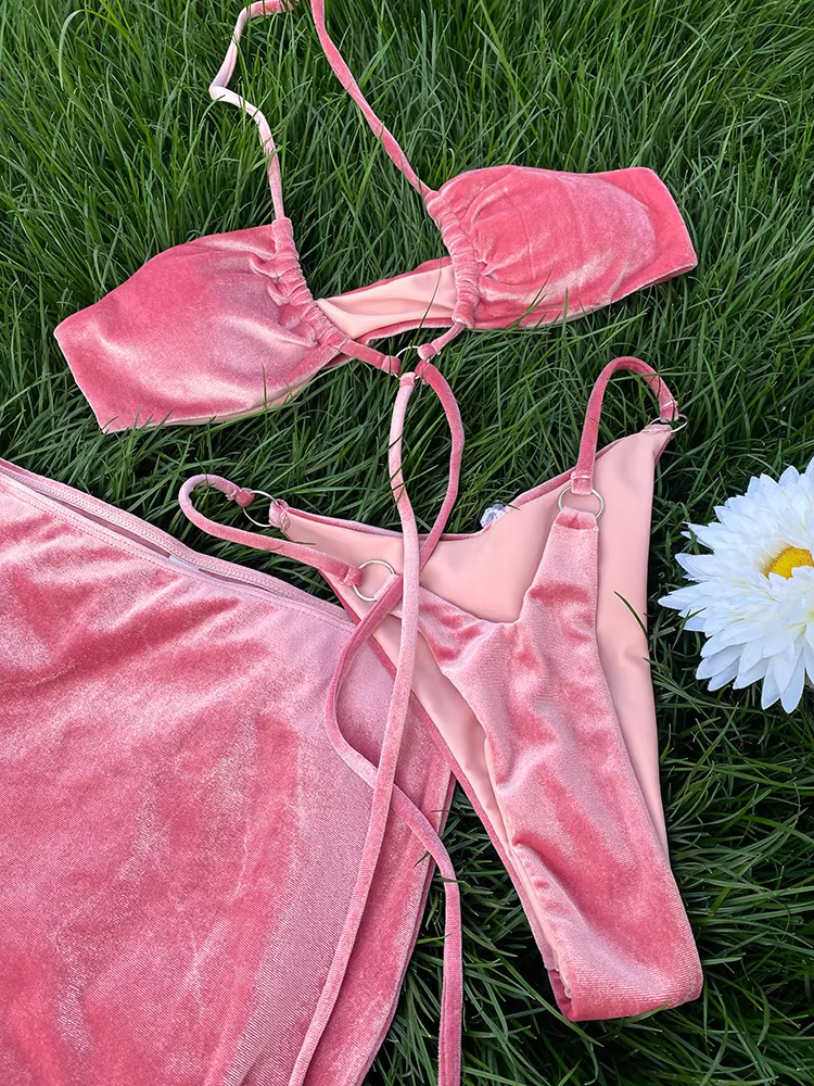 Women's 3-Piece Bikini Set with Matching Beach Cover-Up - thumbnail 4
