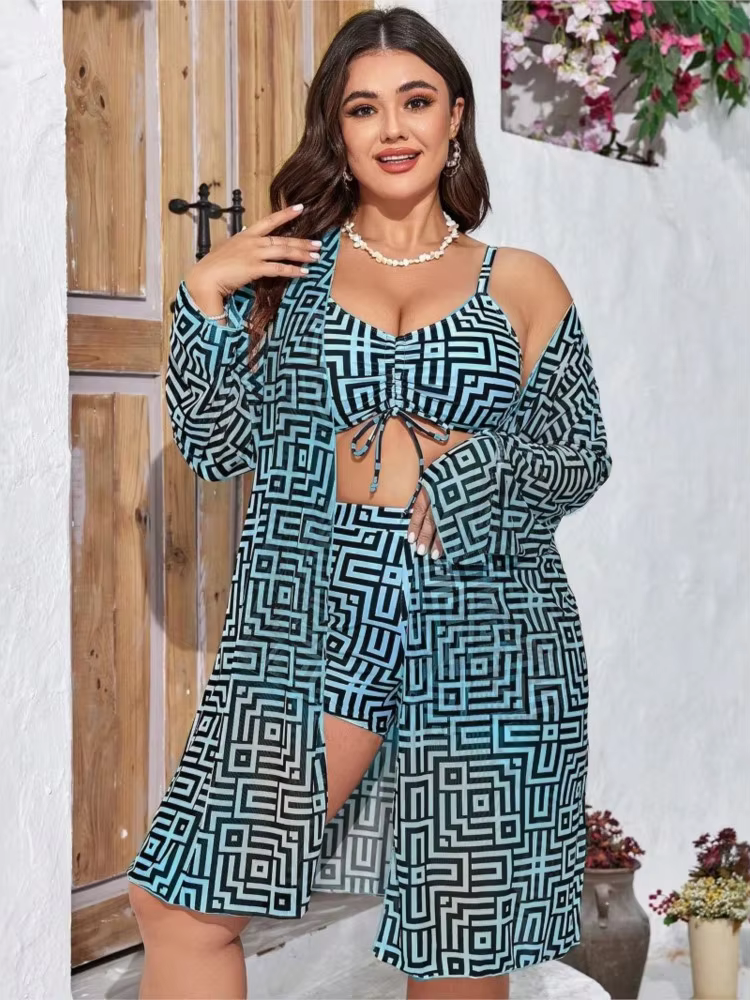 3-Piece Plus Size High Waist Bikini Set with Cover-Up 02 - thumbnail 4