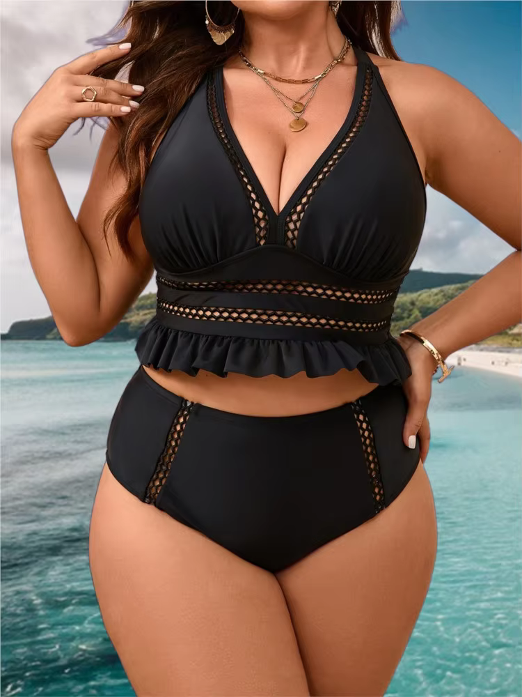 Plus Size High Waist Push Up Bikini Set - thumbnail 3