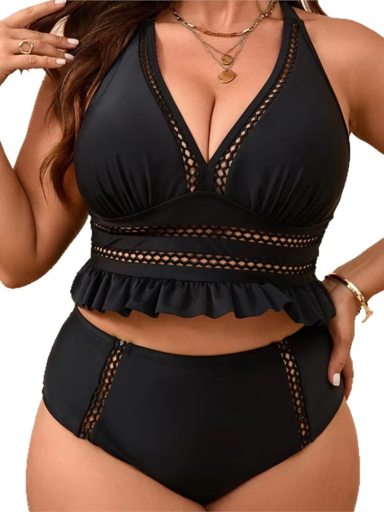 Plus Size High Waist Push Up Bikini Set - thumbnail 4
