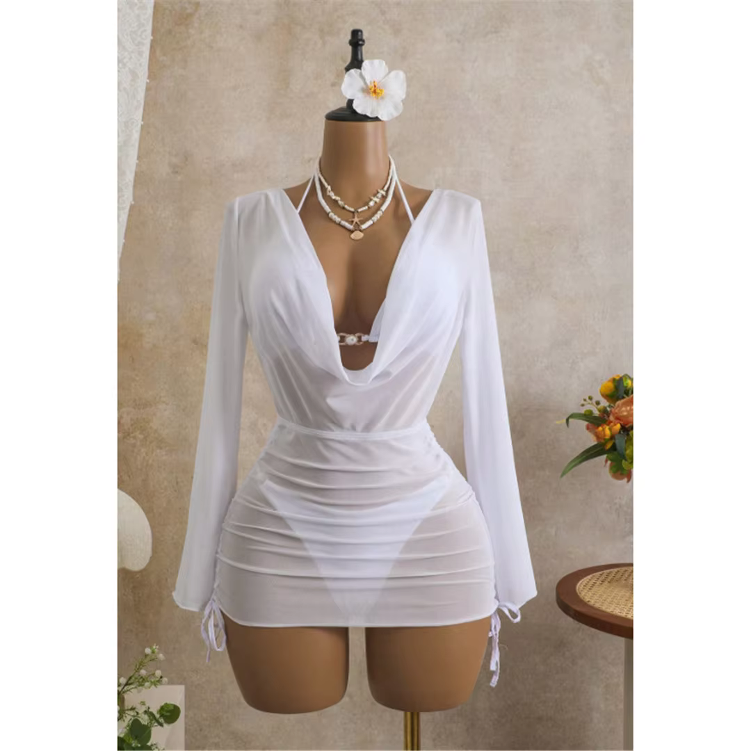Sexy V-Neck Long Sleeve Mini Dress - Chic Backless Party Outfit - thumbnail 7
