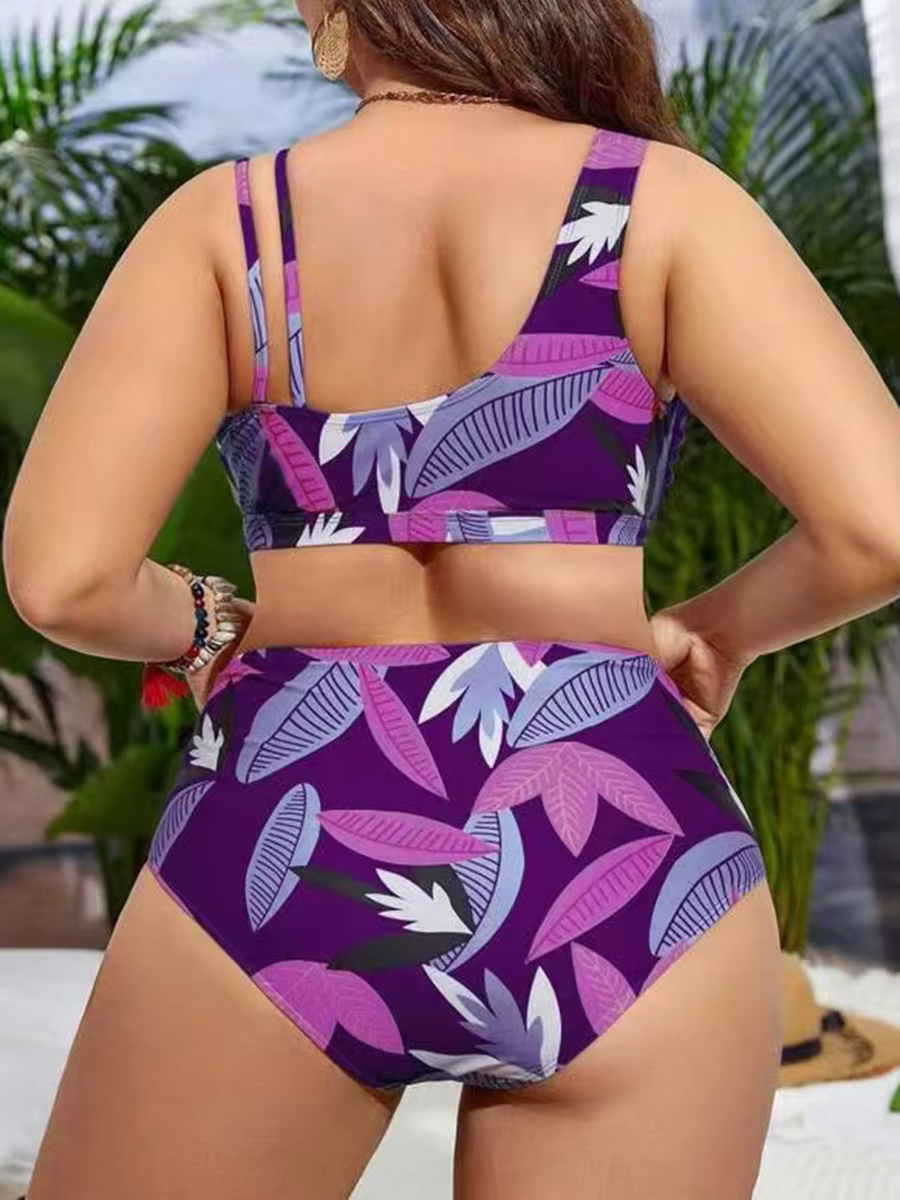 High Waist Plus Size Bikini Set - Two-Piece Printed Swimsuit - thumbnail 6
