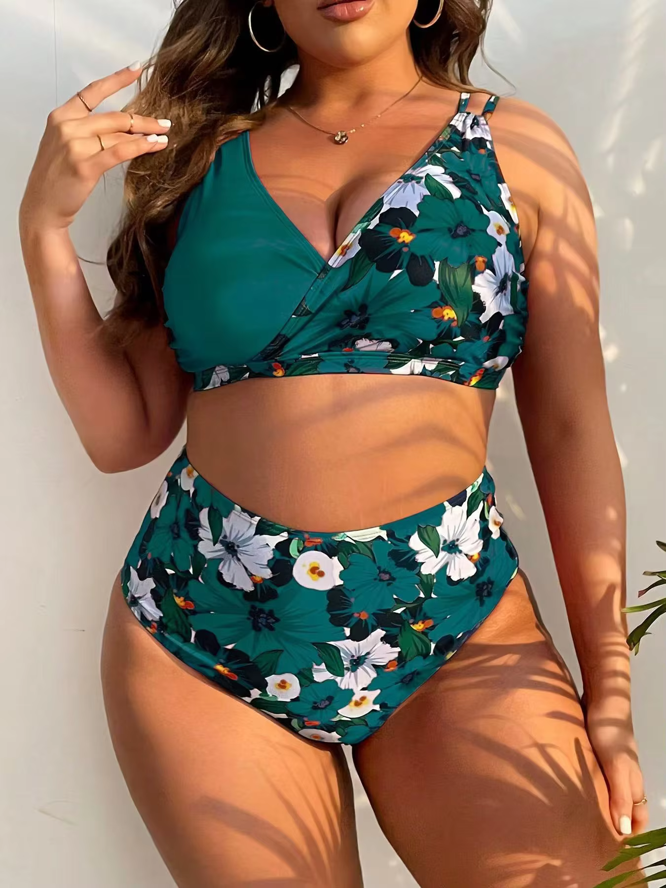 High Waist Plus Size Bikini Set - Two-Piece Printed Swimsuit - thumbnail 10