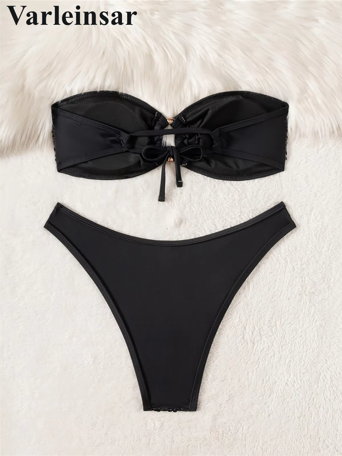 Shiny Sequins Bandeau Strapless Two-Piece Bikini Set - thumbnail 5