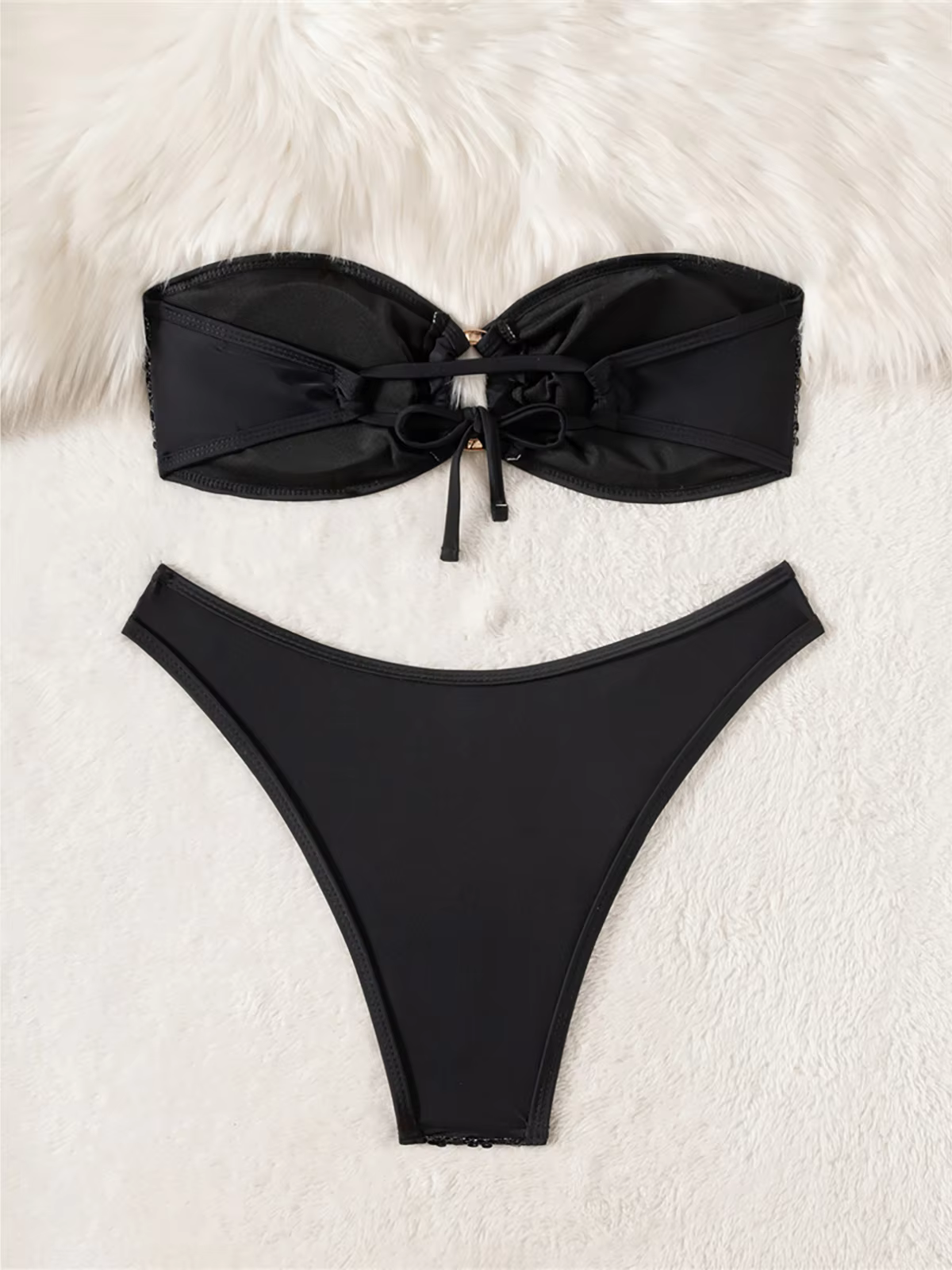 Shiny Sequins Bandeau Strapless Two-Piece Bikini Set - thumbnail 11