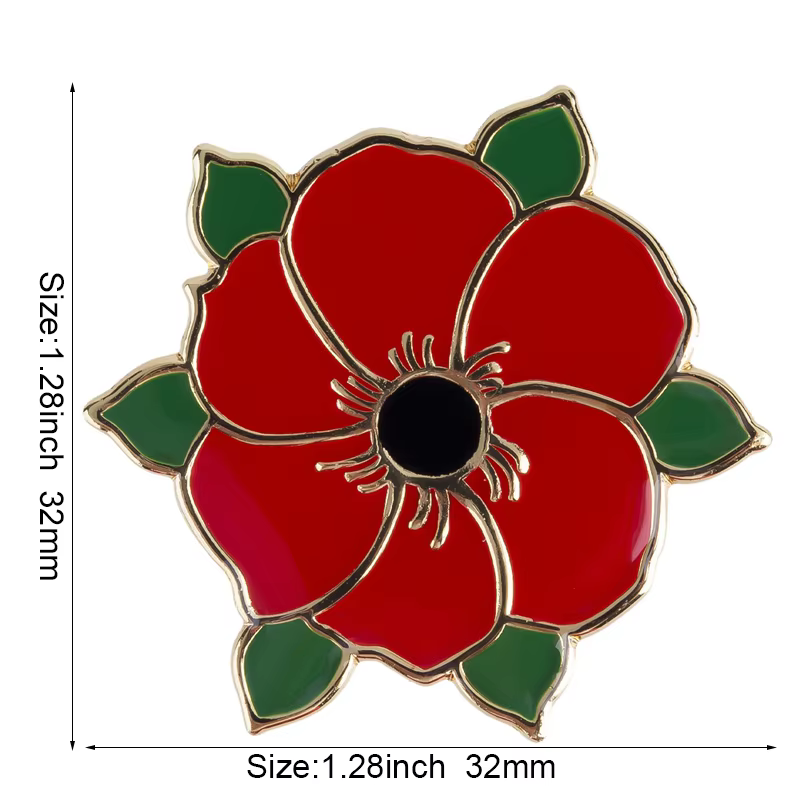 United Kingdom Poppy Flower Flag Metal Lapel Pin - thumbnail 24