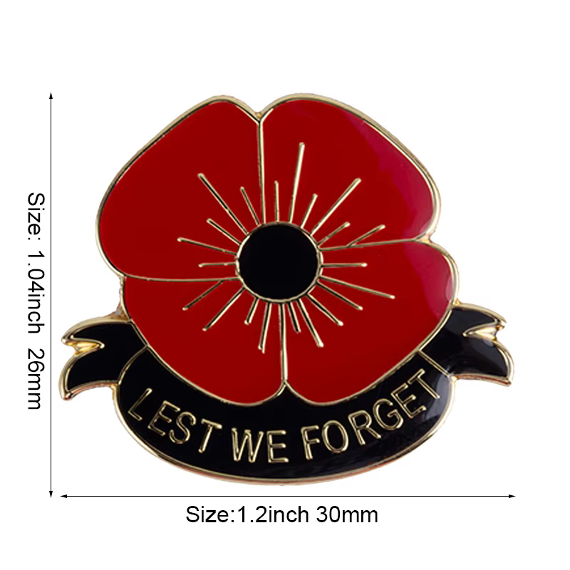 United Kingdom Poppy Flower Flag Metal Lapel Pin - thumbnail 26