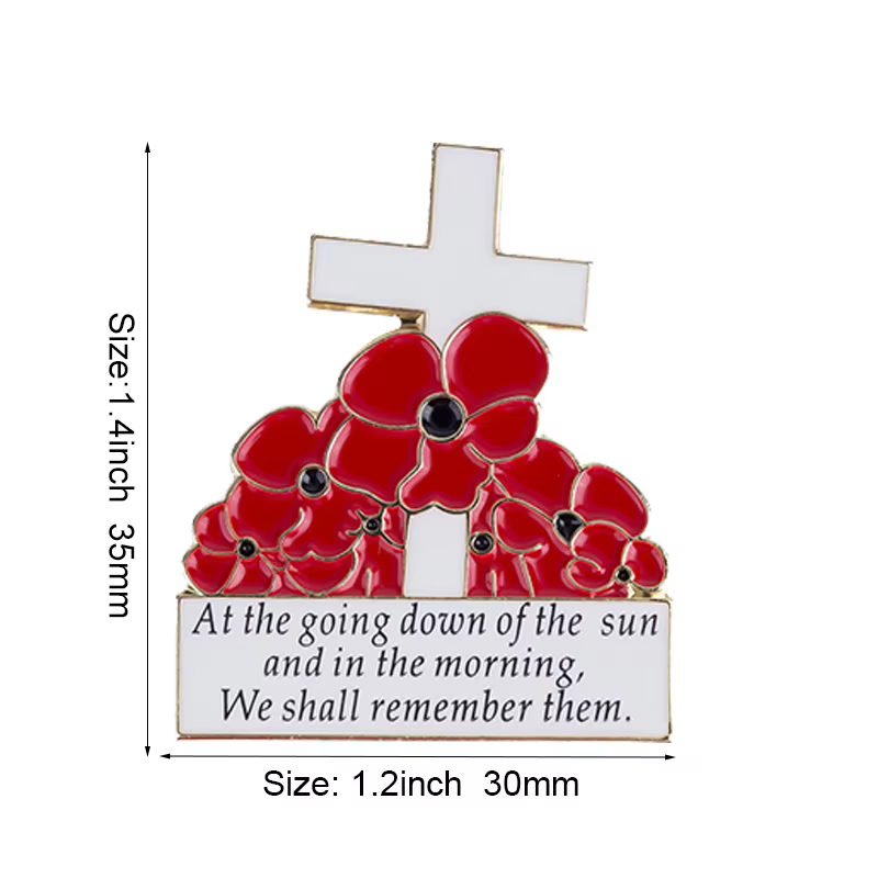 United Kingdom Poppy Flower Flag Metal Lapel Pin - thumbnail 19
