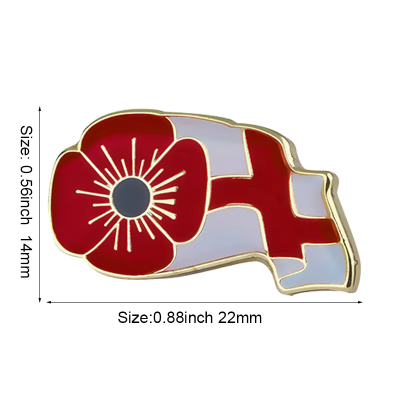 United Kingdom Poppy Flower Flag Metal Lapel Pin - thumbnail 16