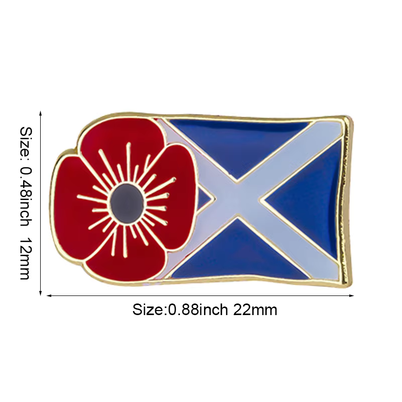 United Kingdom Poppy Flower Flag Metal Lapel Pin - thumbnail 15