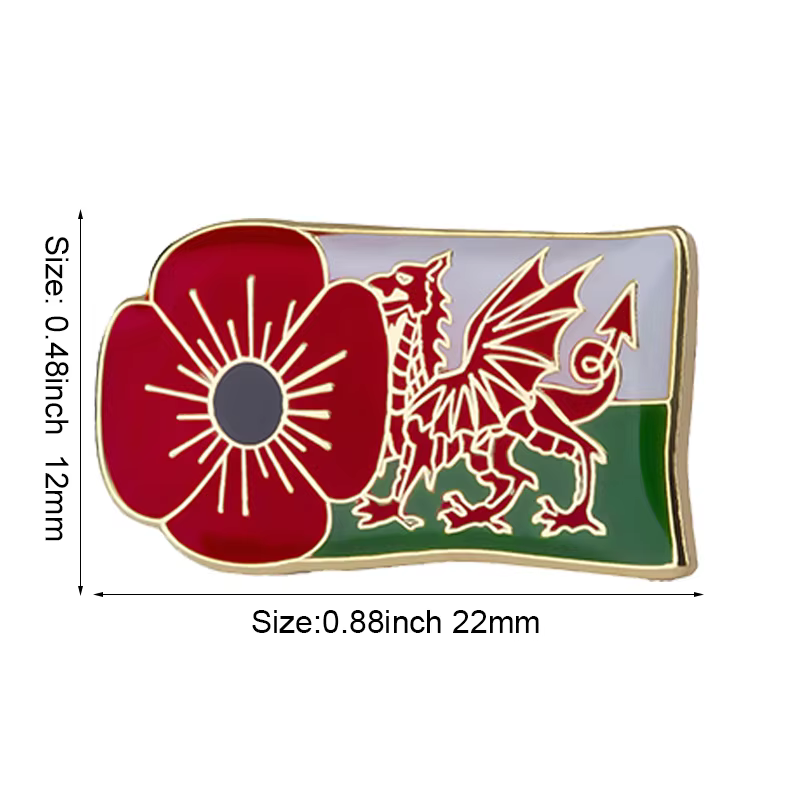 United Kingdom Poppy Flower Flag Metal Lapel Pin - thumbnail 18