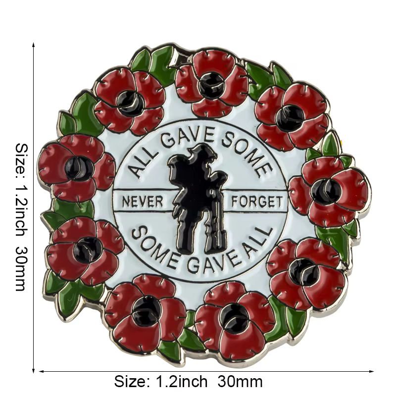 United Kingdom Poppy Flower Flag Metal Lapel Pin - thumbnail 17