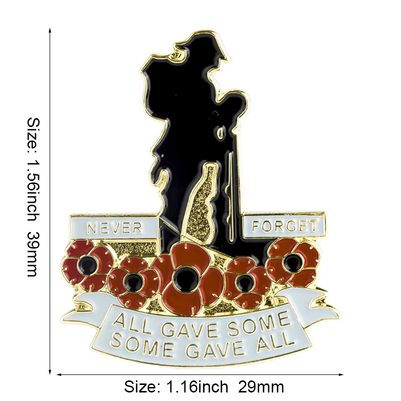 United Kingdom Poppy Flower Flag Metal Lapel Pin - thumbnail 12