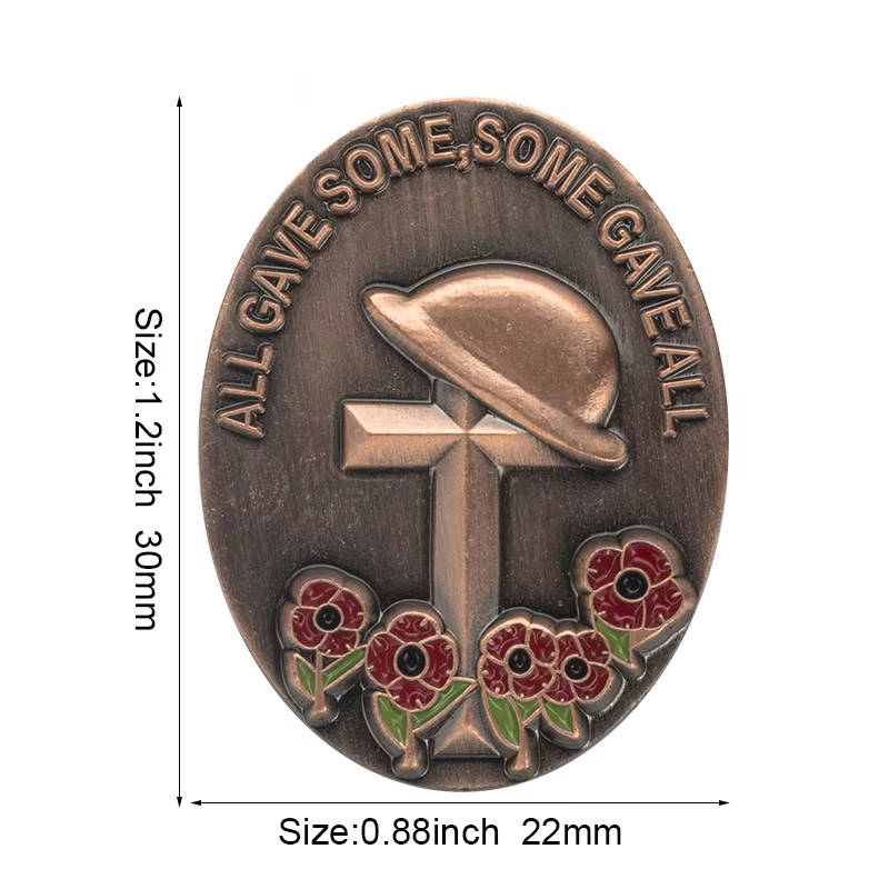 United Kingdom Poppy Flower Flag Metal Lapel Pin - thumbnail 11