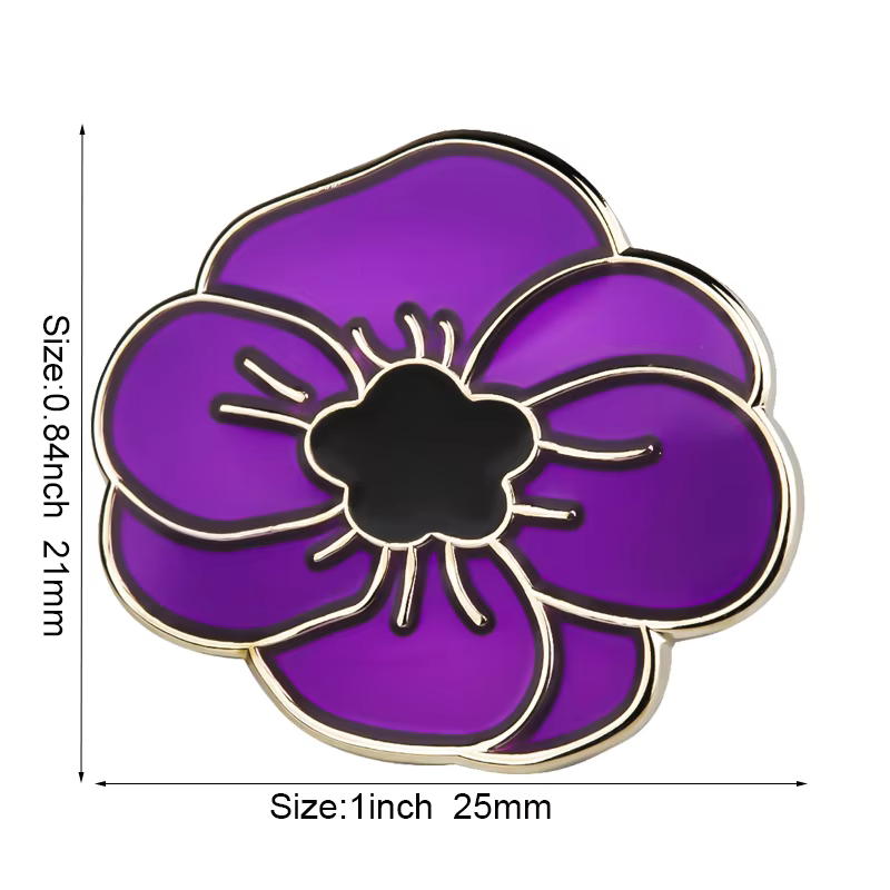 United Kingdom Poppy Flower Flag Metal Lapel Pin - thumbnail 9