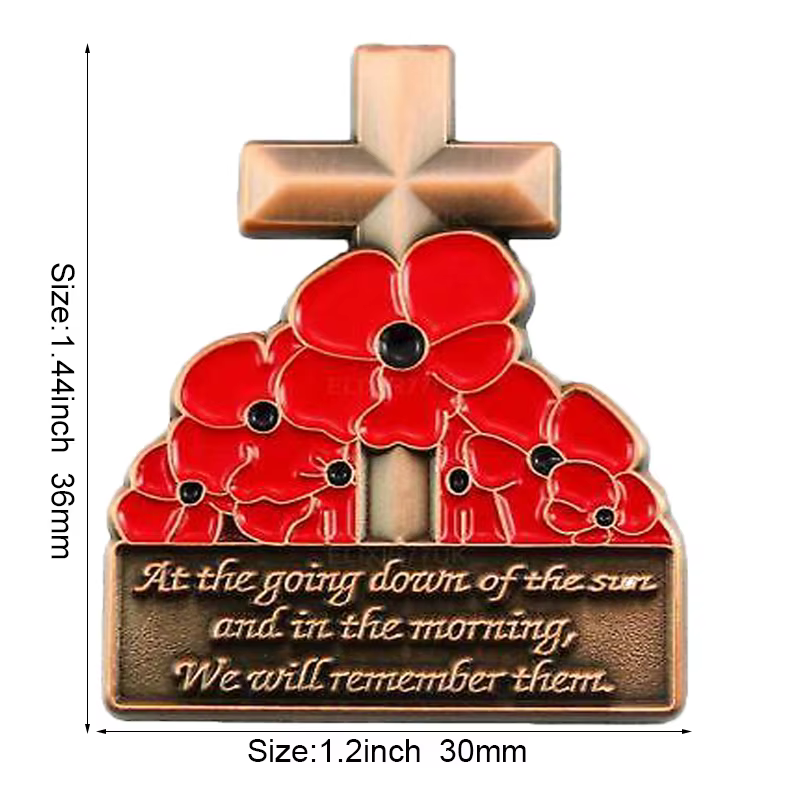 United Kingdom Poppy Flower Flag Metal Lapel Pin - thumbnail 14